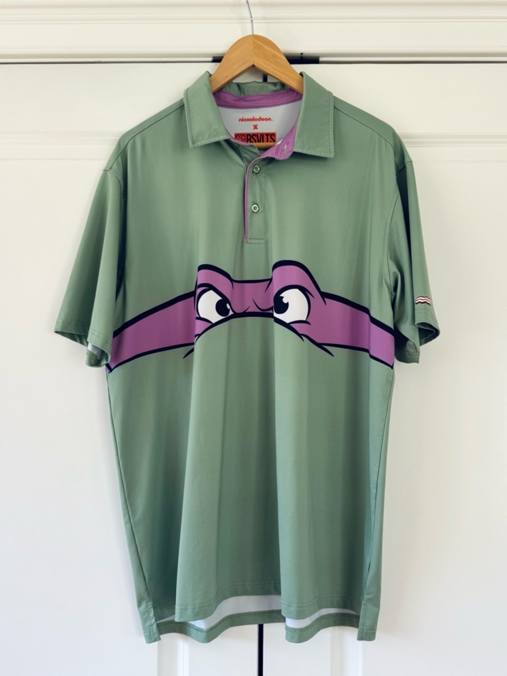 RSVLTS Ninja Turtles Polo Shirt Green Donatello Golf Nickelodeon Size Large